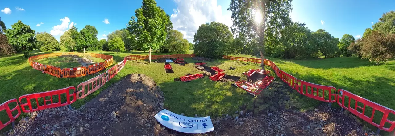 A panorama photos of the site on a lovely sunny day, the last day of the dig.